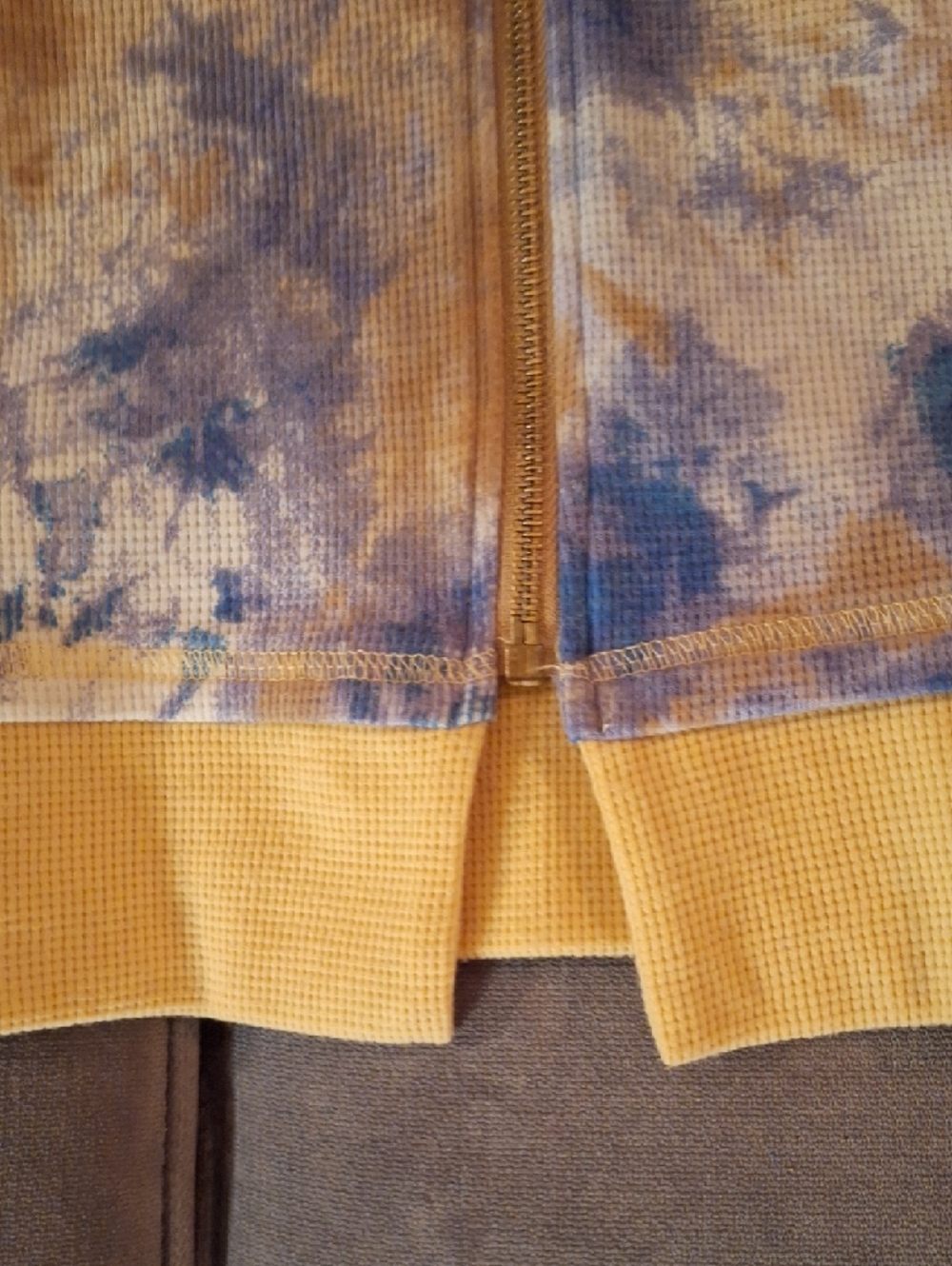 LOGO by Lori Goldstein Tie-Dye Zip Hoodie in Blue, Lavender and Mustard 2X - Picture 3 of 7